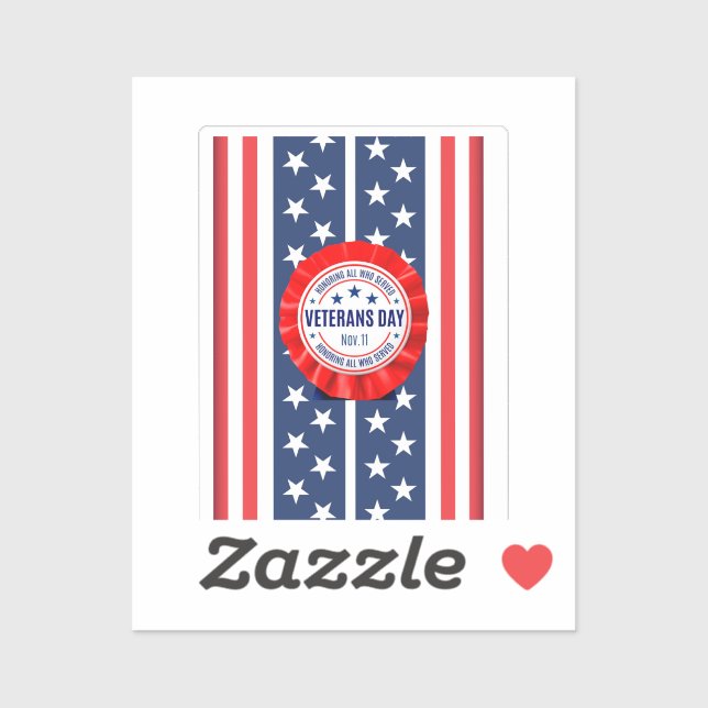 Veterans Day Rosette Custom-Cut Vinyl Sticker (Blatt)