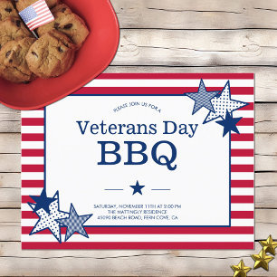 Veterans Day Stars Streifen Moderne Patriotische G Einladungspostkarte