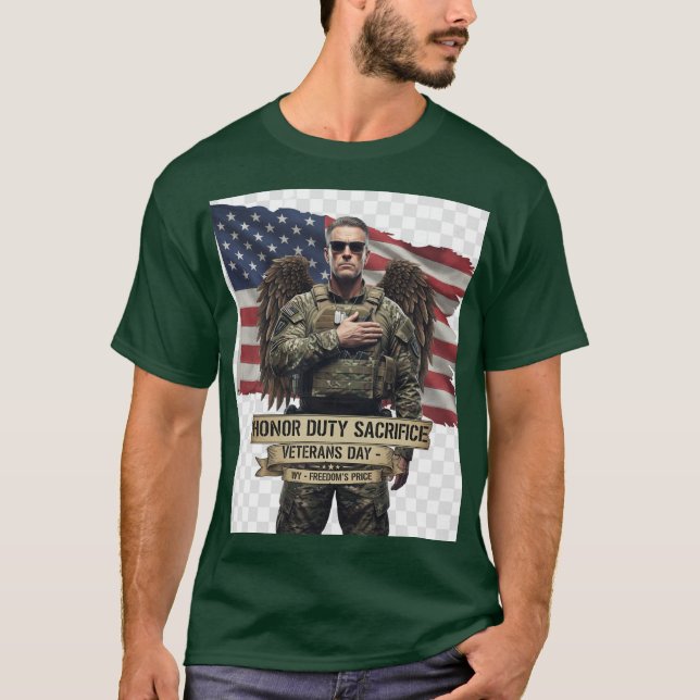 „Veterans Day Tribute – Honor Duty Sacrifice” T-Shirt (Vorderseite)