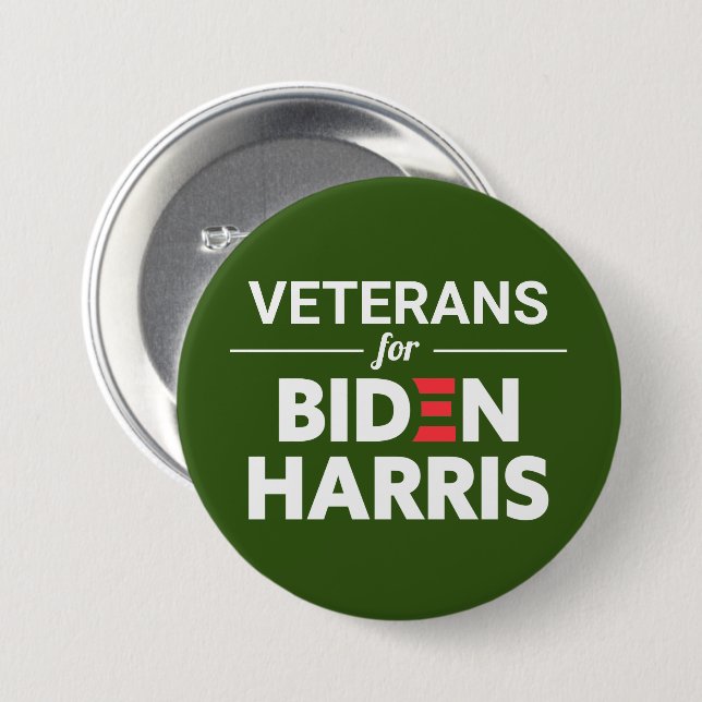 Veterans for Biden Harris Custom Text Green Button (Vorne & Hinten)