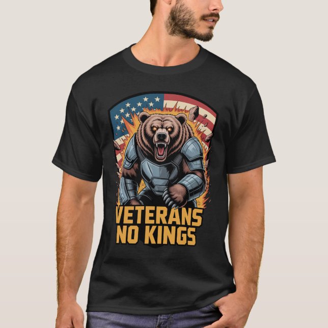 Veterans No Kings Graphic Bear T-Shirt (Vorderseite)