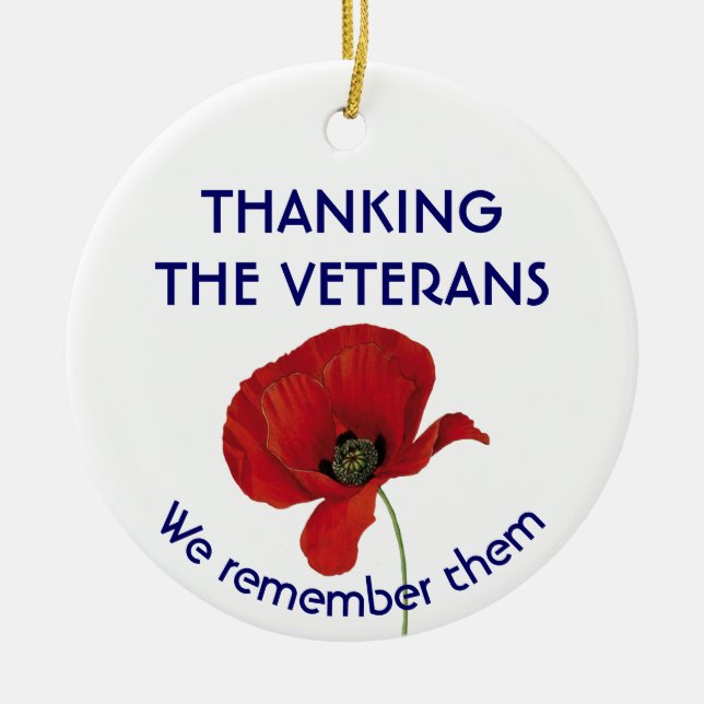 VETERANS wir erinnern sie Mohn Keramik Ornament (Vorne)
