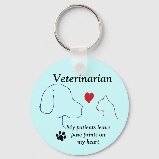 Veterinär- Paw Prints auf meinem Herzen #2 Schlüsselanhänger (Vorderseite)
