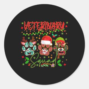 Veterinär Squad Paw Christmas Vet Tech Xmas Pajam Runder Aufkleber