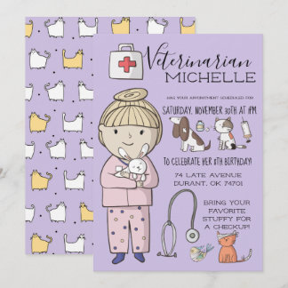 Veterinär-Themed Kids-Party Einladung
