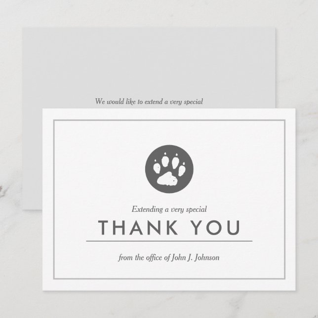 Veterinär Themed | Minimalistisch Flat Vielen Dank Dankeskarte (Vorne/Hinten)