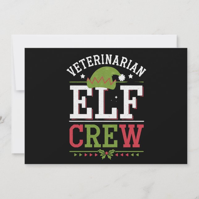 Veterinär-Weihnachtself Feiertagskarte (Vorderseite)
