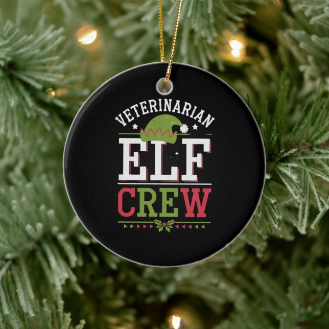 Veterinär-Weihnachtself Keramik Ornament (Baum)