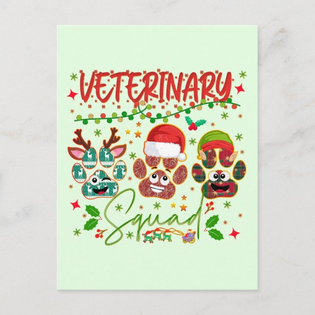 Veterinär-Weihnachtskommando Postkarte (Vorderseite)