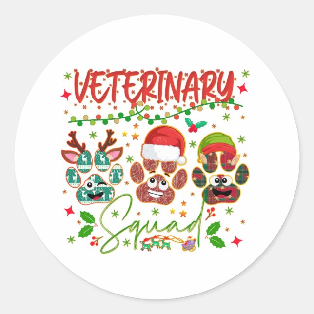 Veterinär-Weihnachtskommando Runder Aufkleber (Vorderseite)