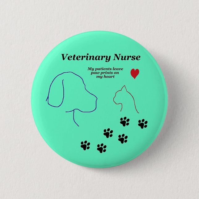 Veterinärc$krankenschwester-tatze Drucke auf Button (Vorderseite)