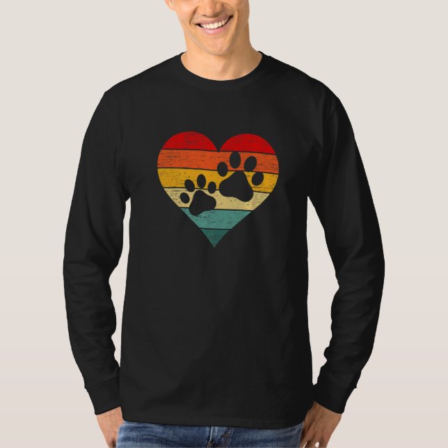Veterinarian Vet Tech Retro Sunset Paw Print Dog C T-Shirt (Vorderseite)