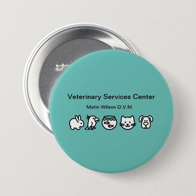 Veterinarian Veterinary Staff Name Pin Button (Vorne & Hinten)