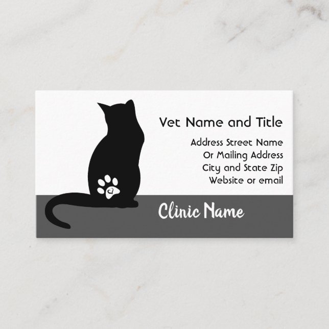 Veterinärklinik-Geschäfts-Karten-Katzen-Silhouette Visitenkarte (Vorderseite)