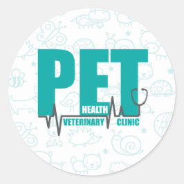 Veterinärklinik Moderne Aquamarine Doodle Runder Aufkleber