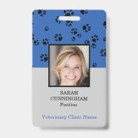 Veterinärklinik Paw Print Blue Foto ID Abzeichen