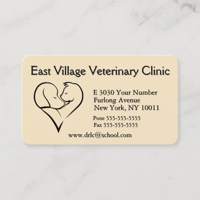 Veterinärklinische Ernennung Zurück Visitenkarte Terminkarte (Vorderseite)