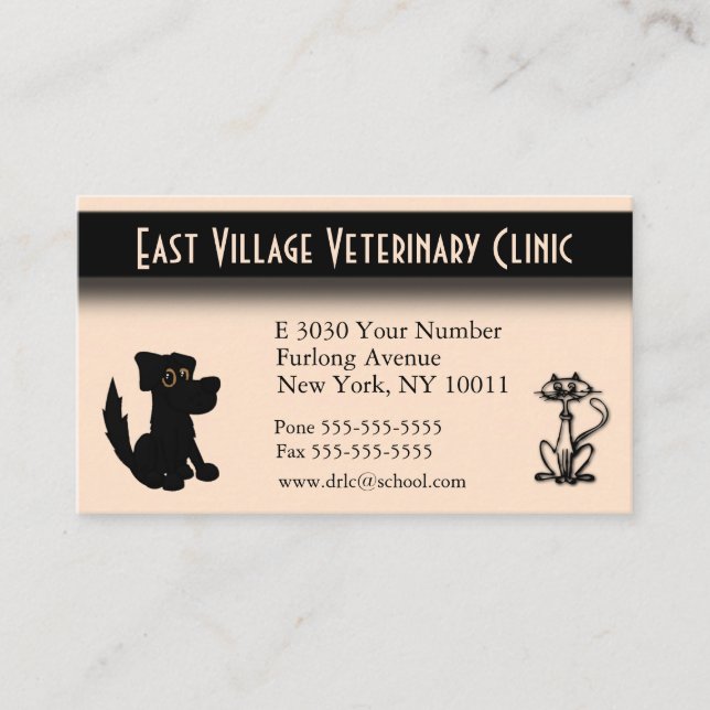 Veterinärklinische Ernennung Zurück Visitenkarte Terminkarte (Vorderseite)