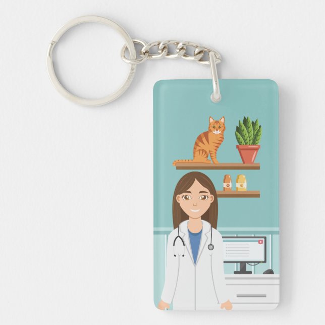 Veterinärklinische Veterinärmedizin Frau mit orang Schlüsselanhänger (Vorderseite)