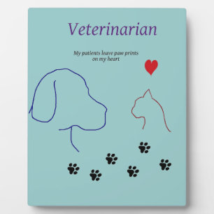 Veterinärmedizinisch-Paw-Drucke auf meinem Herzen Fotoplatte