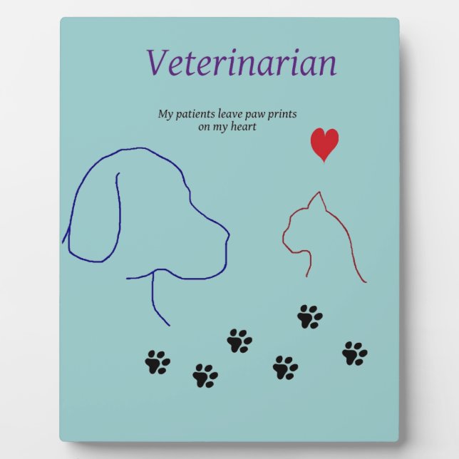 Veterinärmedizinisch-Paw-Drucke auf meinem Herzen Fotoplatte (Vorderseite)