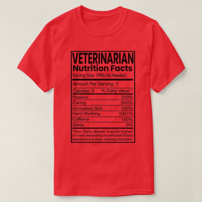 Veterinärmedizinischer Funny Gift Nutrition Fakten T-Shirt (Design vorne)