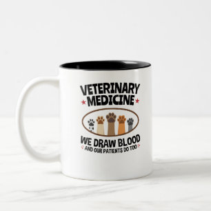 Veterinärmedizinischer Funny Zeichne Blutquote Zweifarbige Tasse