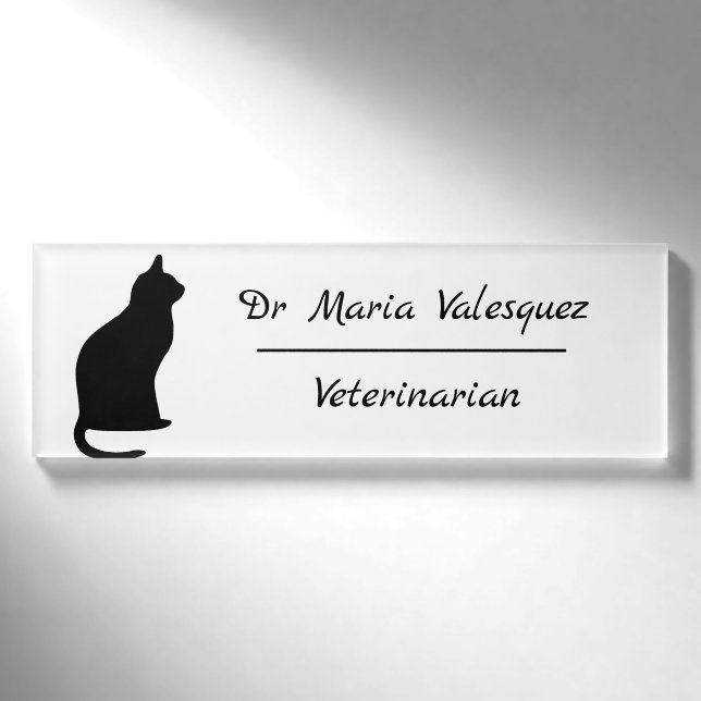 Veterinärname Kennnummer Kat-Silhouette Namenschild (Vorderseite)