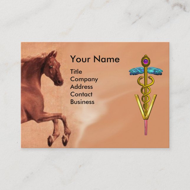 VETERINÄRSYMBOL FÜR ROTES UND GOLD CADUCEUS VISITENKARTE (Vorderseite)