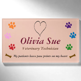 Veterinärtechniker-Tatze druckt auf meinem Herzen Namenschild