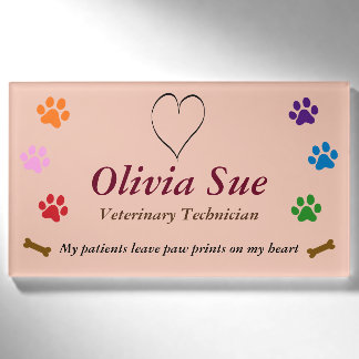 Veterinärtechniker-Tatze druckt auf meinem Herzen Namenschild