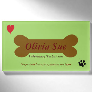 Veterinärtechniker-Tatze druckt auf meinem Herzen Namenschild