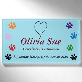 Veterinärtechniker-Tatze druckt auf meinem Herzen Namenschild