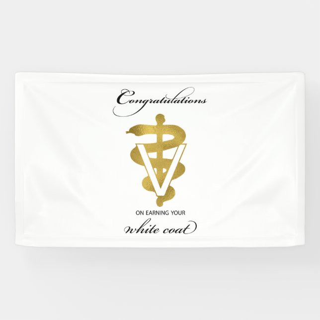 Veterinärweißes Coat Zeremonie Glückwunsch Banner (Horizontal)