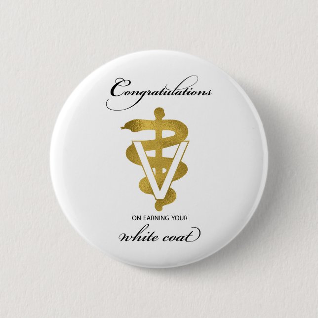 Veterinärweißes Coat Zeremonie Glückwunsch Button (Vorderseite)