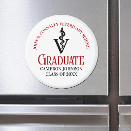 Veterinary Caduceus Custom Red Black Abschluss Magnet