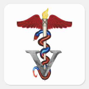 Veterinary Caduceus Quadratischer Aufkleber