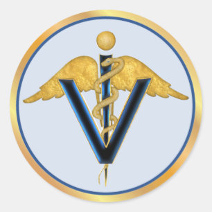 Veterinary Caduceus Runder Aufkleber