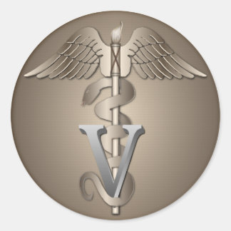 Veterinary Caduceus Runder Aufkleber