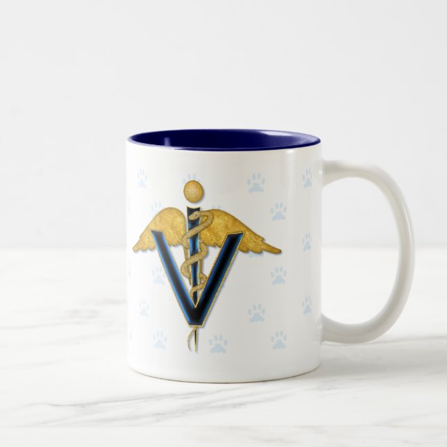 Veterinary Caduceus Zweifarbige Tasse (Rechts)