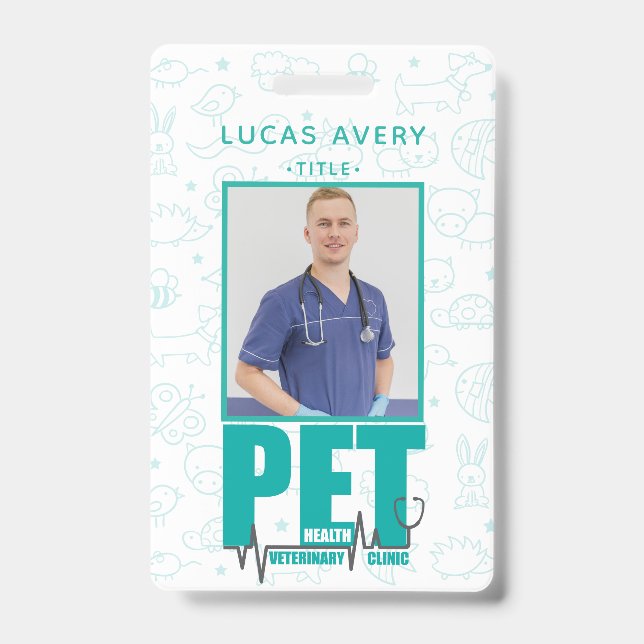 Veterinary Clinic Foto Modern Blue Ausweis (Vorderseite)