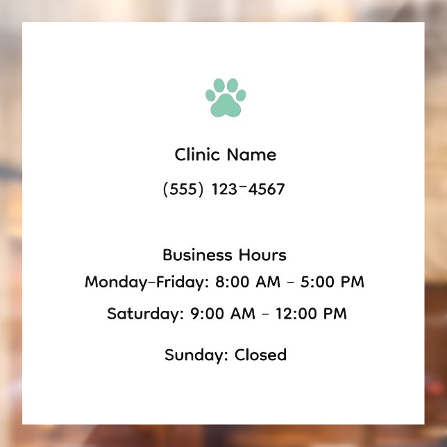 Veterinary Clinic Hours Window Cling Fensteraufkleber (Blatt 2)