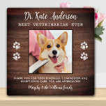 Veterinary Custom Pet Hund Foto Tierärztin Tech Vi Fotoplatte<br><div class="desc">"Danke" an Ihren wunderbaren Tierarzt mit einer niedlichen personalisierten Foto-Plakette vom Hund! Personalisieren Sie Ihre Lieblings-Fotos mit dem Namen des Haustieres. Dieses tierärztliche Dankeschön wird ein Schatz bleiben. Individualisieren Sie 'Bester Tierarzt' für Tierärzte, Tierärzte oder Tierärzte. COPYRIGHT © 2020 Judy Burrows, Black Dog Art - Alle Rechte vorbehalten. Veterinary Custom...</div>