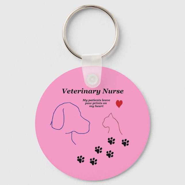 Veterinary Nurse-Paw Prints on My Heart Schlüsselanhänger (Vorderseite)