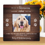 Veterinary Pet Foto Veterinary Vielen Dank Fotoplatte<br><div class="desc">"Danke" an Ihren wunderbaren Tierarzt mit einer niedlichen personalisierten Foto-Plakette vom Hund! "Du bist der Tierarzt... alle wünschen, sie hätten sie gehabt!" Personalisieren Sie Ihre Lieblings-Fotos mit dem Namen des Haustieres. Dieses tierärztliche Dankeschön wird ein Schatz bleiben. COPYRIGHT © 2020 Judy Burrows, Black Dog Art - Alle Rechte vorbehalten. Veterinary...</div>