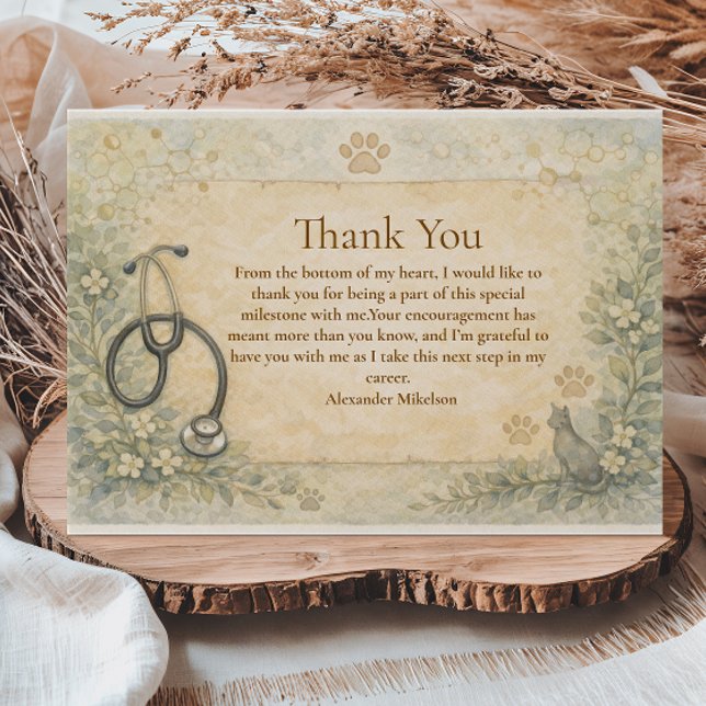 Veterinary White Coat Graduation Party Dankeskarte (Von Creator hochgeladen)