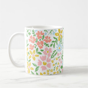 Vetor nahtlos blumenfarbenes Muster auf weiß Kaffeetasse
