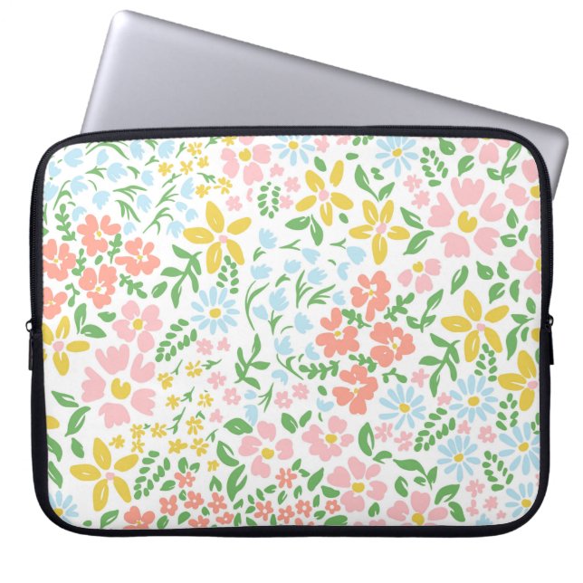 Vetor nahtlos blumenfarbenes Muster auf weiß Laptopschutzhülle (Vorderseite)