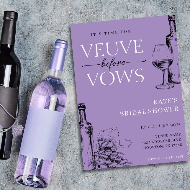 Veuve Before Vows Lavender Lila Brautparty Einladung (Veuve Before Vows Lavender Purple Bridal Shower Invitation
)