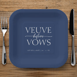 Veuve Before Vows Navy Blue & White Brautparty Pappteller